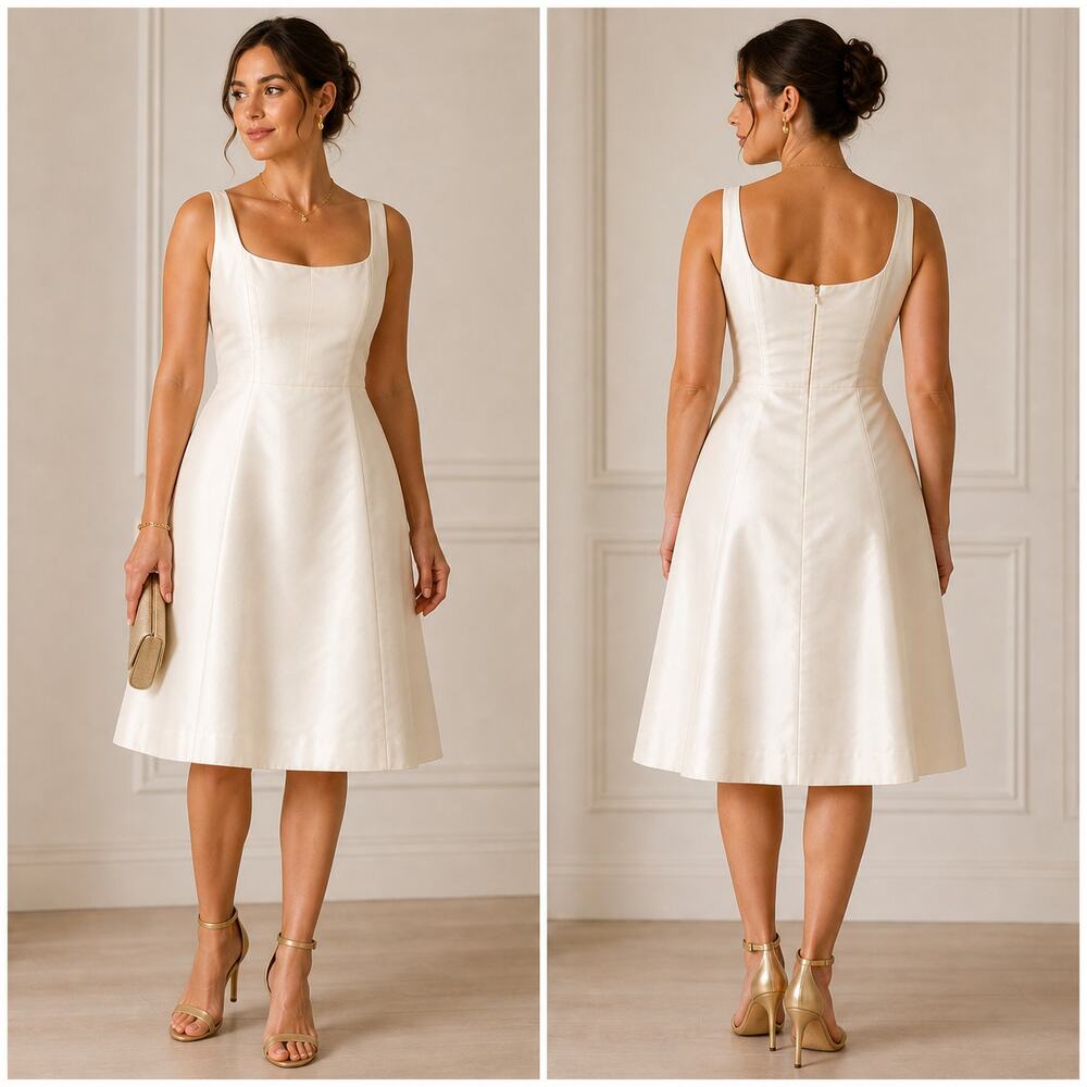 J.Crew Silk Taffeta Cream Dress 12 NWT Fit Flare Bridal Occasion Party c.2006